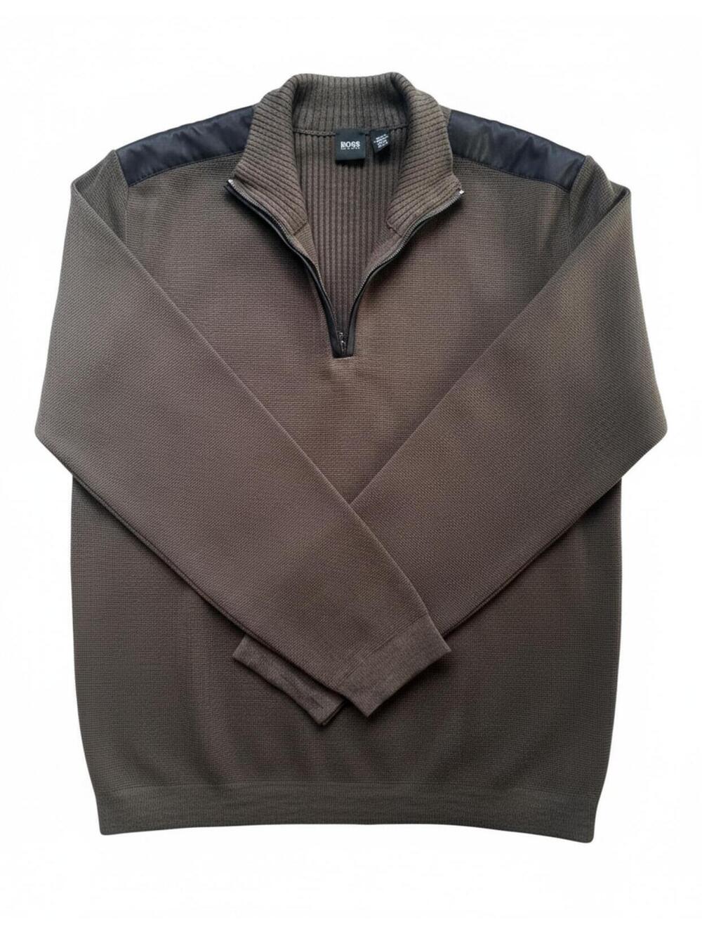 🤎 Hugo Boss Quarter Zip Knit Sweater Men Luxury